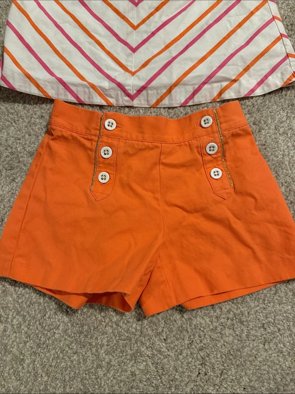 Girls Janie and Jack Summer Striped Tank & Orange Shorts Set